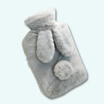 Soft bunny plush on a light blue background.