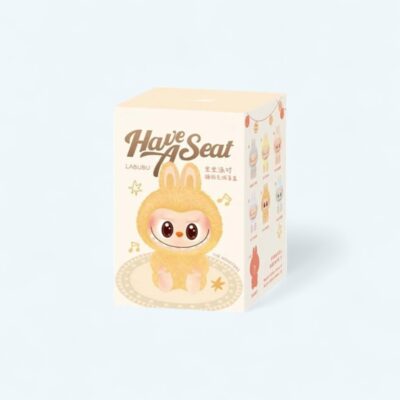 Labubu-style plush toy in a mystery box, sitting position