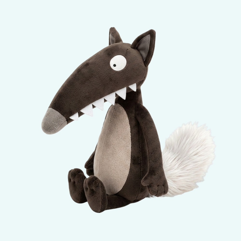Cartoon Wolf Stuffed Animal with Big Teeth IMG 04 2026 Peluche loup dessin anime a grandes dents 1