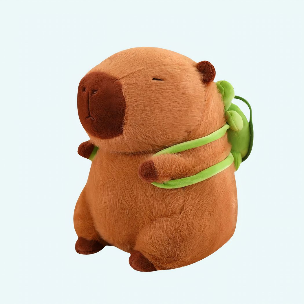 Capybara Plush with Turtle Backpack IMG 06 2025 Peluche capybara avec sac a dos tortue 1
