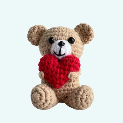 Crochet Bear Plush with a Heart