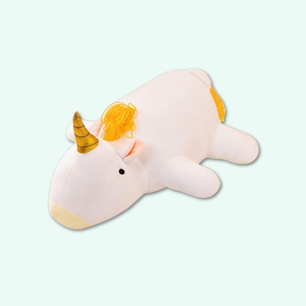 Weighted White Unicorn Plush IMG peluche lestee licorne